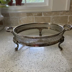 Vintage Round Casserole Holder Silver plated 9” - Picture 1 of 9