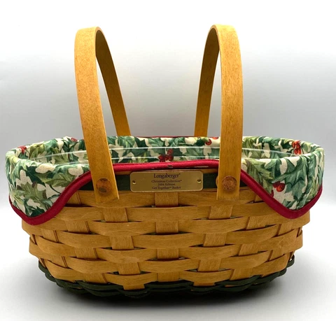 Longaberger 2004 Christmas Tree Trimming American Holly Get Together Basket Cover