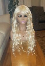 LONG WAVY CURLY  LIGHT BLONDE WIG WITH BANGS