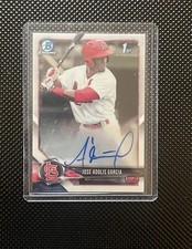 Jose Adolis Garcia 2018 1st Bowman Chrome Base Auto MVP RANGERS WORLD SERIES