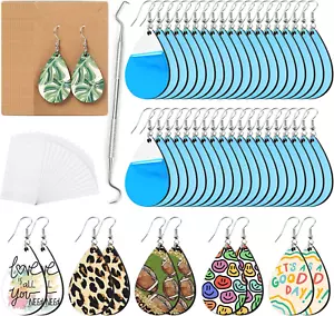 Sublimation Wood Earring Blanks Bulk - 50 Pcs with Blue Protective Film - Unfini - Picture 1 of 12