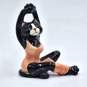 Vintage Yoga Cat Figurine GiftCraft Japan Ballerina Aerobic - Picture 1 of 9