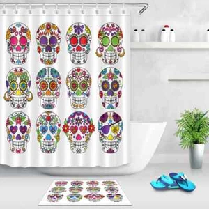 Skull Eye Waterproof Bathroom Polyester Shower Curtain Liner Water Resistant - Imagen 1 de 8