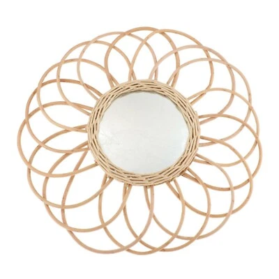 Espejo circular de mimbre de girasol de ratán diámetro 40 cm Foto 1 de 4