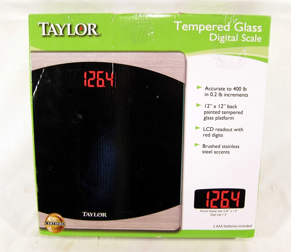 New Opened Taylor 7562 Tempered Glass Digital Bathroom Scale Glass 400 lbs LCD - Image 1 of 1