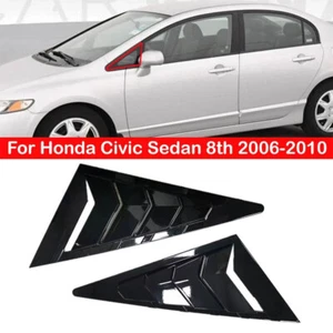 For 2006-2010 Honda Civic Sedan 8th Gloss Black Front Window Scoop Louver Cover - Foto 1 di 9