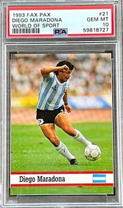 1993 Fax Pax World Sport Diego Maradona #21 PSA 10 GEM MINT (RARE Population 56) - Picture 1 of 2