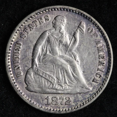 1872 Seated Liberty Silver Half Dime CHOICE AU E282 AEM Cover