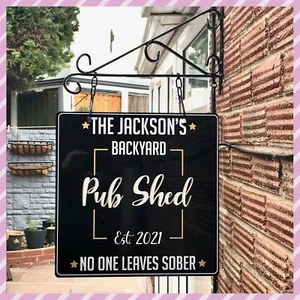 Personalised Pub Shed Hanging Swing Sign | Garden Pub | Home Bar | 400x400mm - Picture 1 of 4