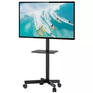 Mobile Rolling TV Cart on Lockable Wheels for 23-55 inch LED Flat Panel Stand - Picture 1 of 15