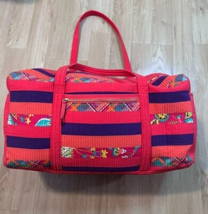 Vera Bradley Extra Large Traveler Duffel Bag Multicolor Orange Red EUC - Picture 1 of 18