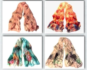 Blingustyle elegante Mode FLORAL LARGE Damen 100 % echte Maulbeerseide SCHAL - Bild 1 von 73