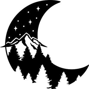 Pegatina de calcomanía de vinilo Luna con estrellas escena de montaña para automóvil/ventana/pared - Imagen 1 de 2