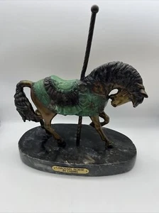 VTG Charles Carmel Bronze Sculpture Carousel Horse, Black Marble Base, 15" Heavy - Picture 1 of 15