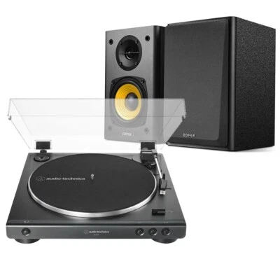 Audio-Technica AT-LP60X Turntable + Edifier R1010BT Black Bluetooth Speakers - Image 1 of 4