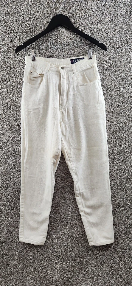 Pantalones de mezclilla elásticos de pierna cónica blancos azules de Los Ángeles de colección para mujer talla 10* Foto 1 de 4