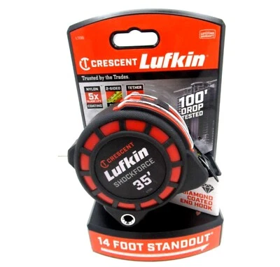 Crescent Lufkin Tape Measure ShockForce 2-Sided 35FT. 1-3/16 Diamond Coated Hook - Image 1 of 4