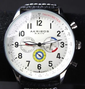Akribos XXIV Tachymeter 44mm Quartz Watch - Needs Battery - Picture 1 of 4