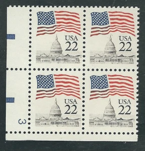 Scott # 2114....22 Cents...Flag Over U.S. Capitol....Plate Block - Picture 1 of 1