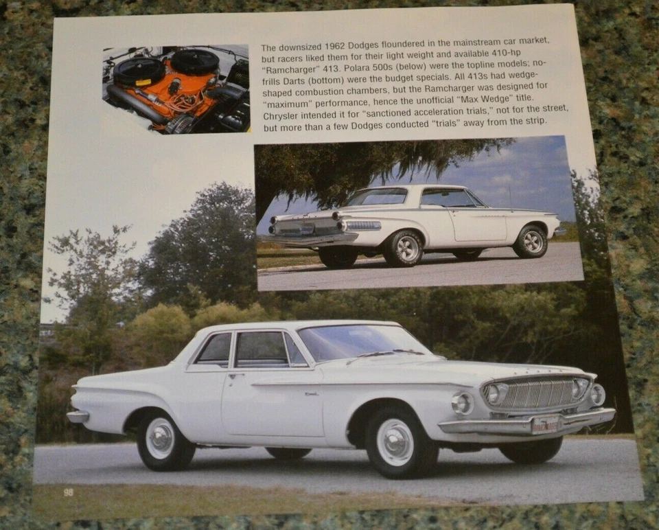 1962 DODGE POLARA 500 DART RAMCHARGER PICTURE FEATURE PRINT 62 413 MAX WEDGE★10 - Image 1 of 1