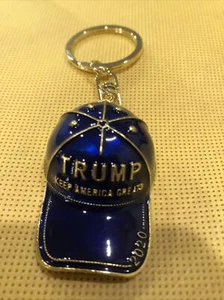 🇺🇸 DONALD TRUMP KEEP AMERICA GREAT 2020 HAT RED CAP METAL KEYCHAIN Blue - Picture 1 of 2