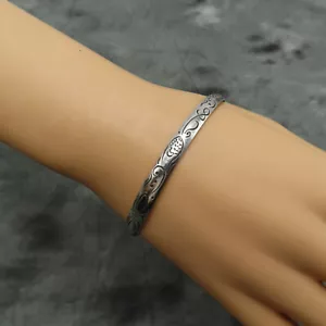 Vintage Armband Sterling Silber Armreif geätzt Manschette groß Modernist Schmuck 256c - Bild 1 von 12