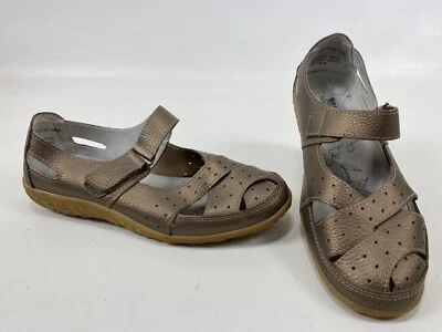 SPRING STEP STREETWISE Strappy Mary Jane Comfort Shoes Sandals 40 WW Metallic - Image 1 of 4