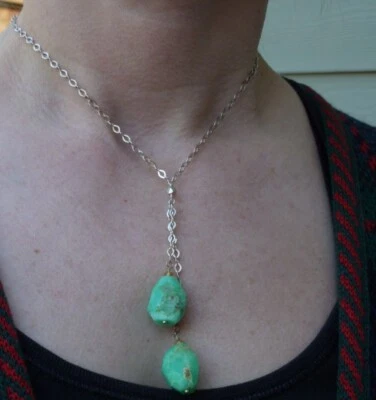 Nuevo Collar Verde Grueso Facetado Crisoprasa Plata de Ley Foto 1 de 4