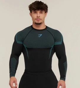 Onyx 5.0 Seamless Long Sleeve T-Shirt ~ Black/Brand Blue ~ S Small ~ IN HAND - Picture 1 of 2