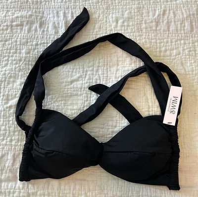 Top de Bikini Victorias Secret MEDUIM Negro Acolchado Volantes Halter Correas Anchas Foto 1 de 3