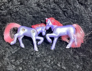 Vintage Lot 2 1995 Littlest Pet Shop UNICORN McDonalds Happy Meal Toy Purple - Picture 1 of 3