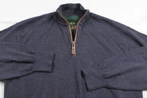 Orvis Sweater Mens Large Navy Blue Wool Blend Half Zip Pullover Outdoors Classic - Picture 1 of 8