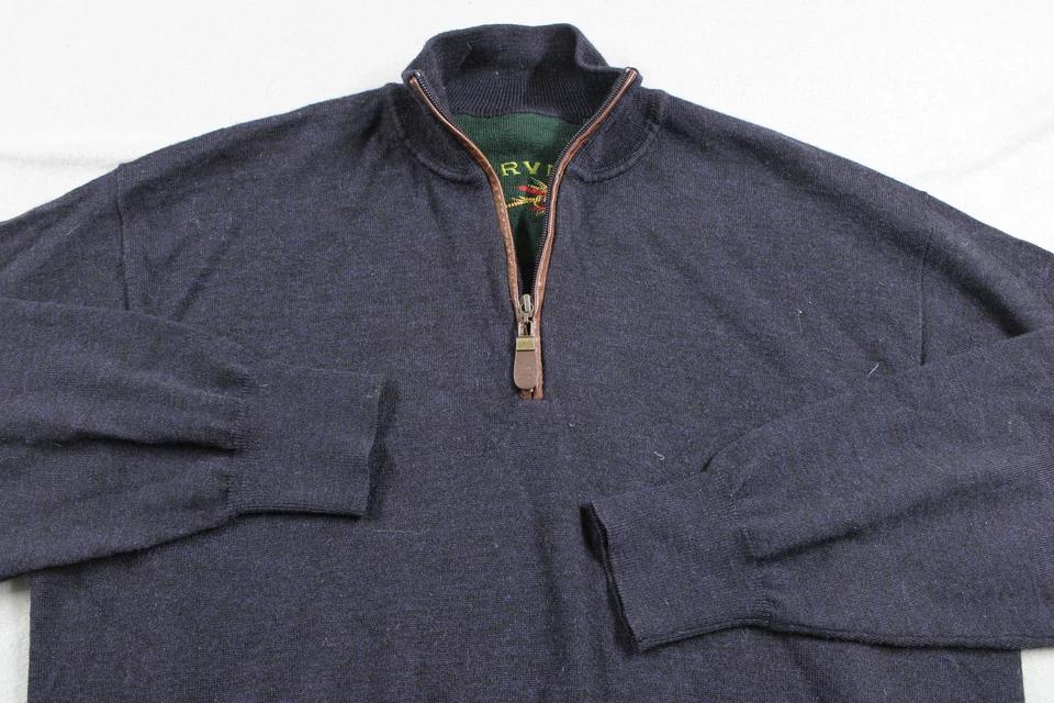 Orvis Sweater Mens Large Navy Blue Wool Blend Half Zip Pullover Outdoors Classic - Image 1 of 4