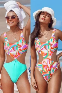 CUPSHE Women's One Piece Swimsuit, Reversible, Multiway Wear Bathing Suit Medium - Imagen 1 de 9