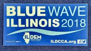 Pegatina parachoques JB Pritzker Blue Wave Illinois 2018 demócratas / 3,75" x 7,5" - Imagen 1 de 3