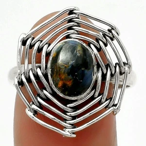 Drahtwickel - Pietersit - Namibia 925 Sterling Silber Ring Gr.9,5 Schmuck R-1445 - Bild 1 von 5