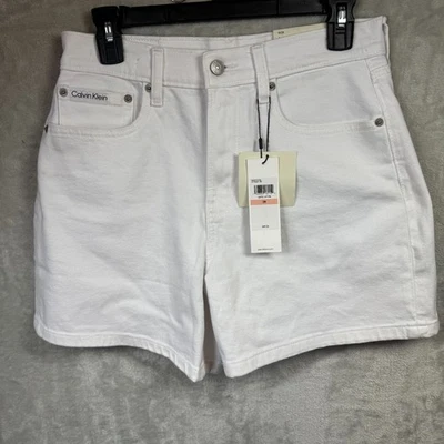 Calvin Klein Jeans NEW Short Womens W28 Optic White High Rise A-line Shape 5.5” - Image 1 of 4