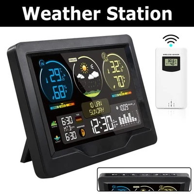 Wetterstation Großer Farbdisplay Digital Thermometer mit Drahtloser Außensensor - Bild 1 von 4