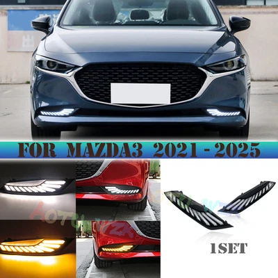 2Pcs For Mazda-3 2021-2025 LED Daytime Running Light Front Fog Light 3 Color - Image 1 of 4