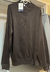 BRAND NEW W TAG CUTTER BUCK SWEATER BROWN XL 1/4 PULL OVER ZIP UP SUPIMA COTTON - Picture 1 of 5