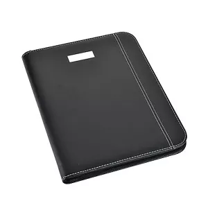 Black A5 Deluxe Executive Conference Folder Calculator/Pad Zip Portfolio CL-9583 - Picture 1 of 3