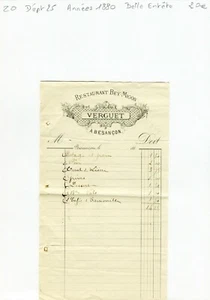 Dépt 25 - Besançon - Belle Entête d'un Restaurant des Années 1880 A Voir !!!!!!! - Picture 1 of 1
