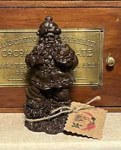 Santa Claus w Car Figurine Vintage Mold Inspired Faux Chocolate Cupboard Tuck