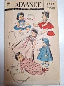 16" Doll Clothing Wardrobe Advance 8454 Sewing Pattern Cut VTG Betsy Wetsy Suzy - Picture 1 of 7