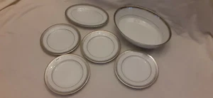 Legendary By Noritake Piedmont Platinum 4334 Oval Serving Bowl & Small Plates - Picture 1 of 20