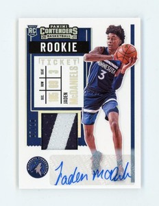 2020-21 Jaden Mcdaniels /10 PANINI Contenders Rookie Ticket Swatches Auto  