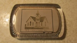 Antique Glass Paper Weight M. E. Church Hardy Nebraska  - Picture 1 of 2