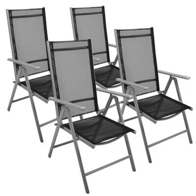 4er Set Klappstuhl Aluminium Gartenstuhl Alu Campingstuhl Hochlehner schwarz - Bild 1 von 4