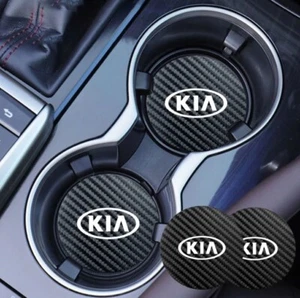 2 Pcs Carbon Fiber Texture Car Cup Holder Coaster Anti-slip Mat for KIA Car - Imagen 1 de 5