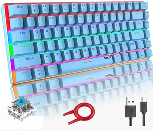 Ajazz 82 Tasten verkabelt Typ-C Mechanische Tastatur Regenbogen-LED Tragbar PS4 - Bild 1 von 17